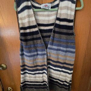 vintage striped button sweater vest-S.W.A.K. Women Medium 100% Cotton Made USA